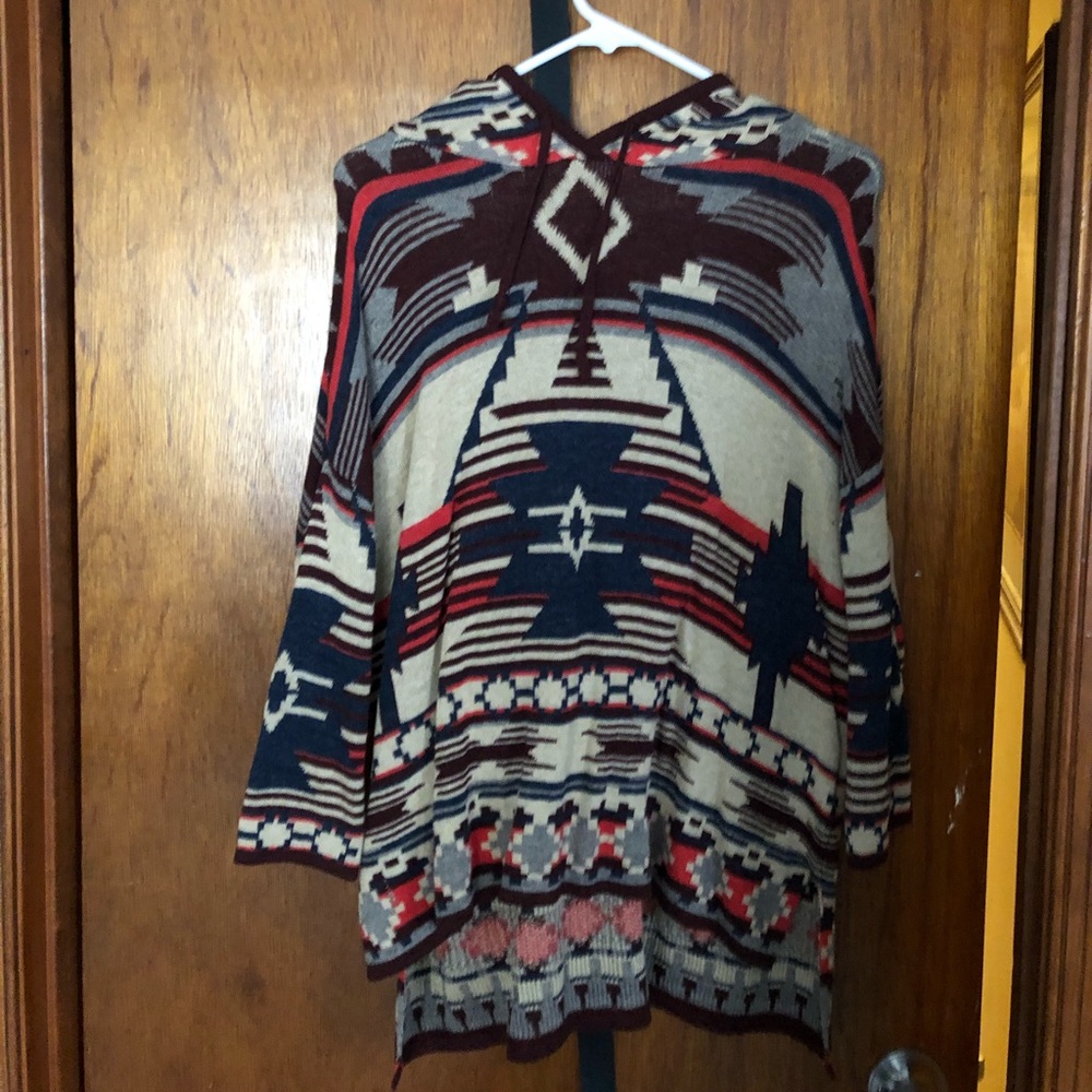 Multi color poncho hoodie